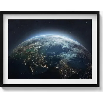 Obraz Elegantní obraz v černém rámu Pohled na Zemi z vesmíru 80x60 cm