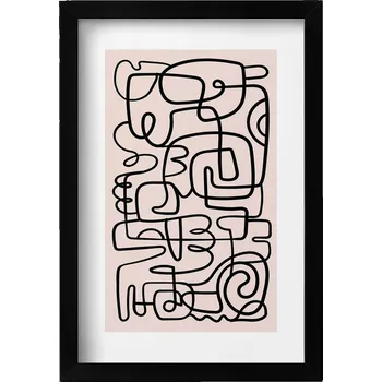 Obraz Ozdobný nástěnný obraz v černém rámu Abstraktní umění tvary 20x30 cm