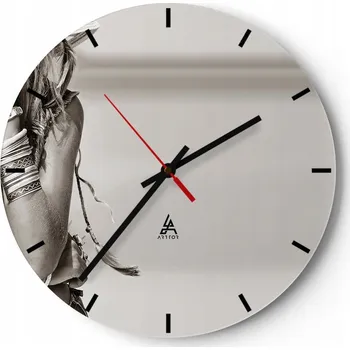 Hodiny Nástěnné hodiny do kuchyně 30x30 Žena Skleněné hodiny do obýváku Loft Tiché