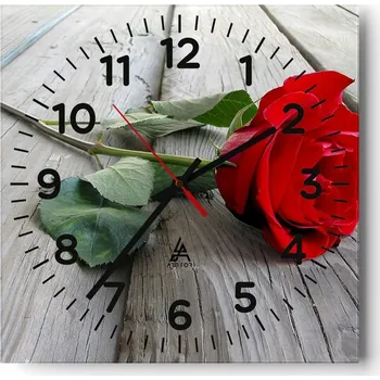 Hodiny Kuchyňské nástěnné hodiny 30x30 Růže Skleněné hodiny do obýváku Moderní Tiché