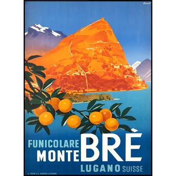 Obraz Plakát Cestovní Švýcarsko Lugano bez rámu 29,7 x 42 cm