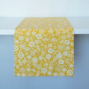 Prostěradlo Běhoun bílý, odstíny žluté 120 x 40 cm