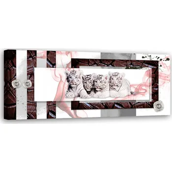 Obraz MODERNÍ OBRAZ Abstrakce s tygry NA PLÁTNĚ 120x40