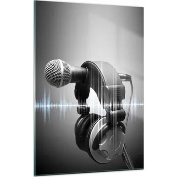 Obraz Obraz na skle do obýváku ložnice 50x70 mikrofon foto obrazy na zeď