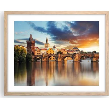 Obraz Obraz plakát v rámu světlý dub 50x40 cm - foto města do obýváku