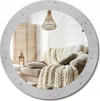 Zrcadlo Zrcadlo nástěnné s ozdobným skleněným rámem průměr 70 cm - Betonová textura