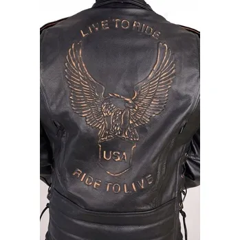 Moto bunda Kožená bunda křivák s orlem 4XL pánská