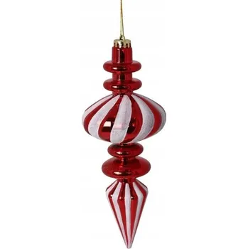 Vánoční dekorace Vánoční Koule rampouch PVC červeno-bílá - 23 cm - vánoční ozdoba na stromeček