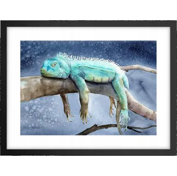 Obraz Obraz plakát v černém rámu do obýváku 40x30 chameleon foto na zeď
