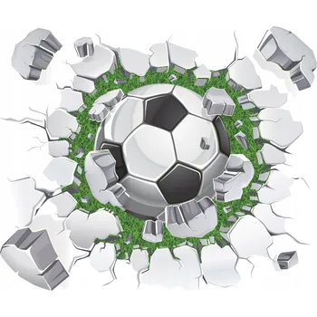 Obraz NÁLEPKY NA ZEĎ FOTBALOVÝ MÍČ 3D V CÍGLE