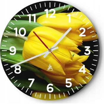 Hodiny Nástěnné hodiny do obýváku 40x40 Květiny Kulatý Skleněné hodiny Loft Tiché