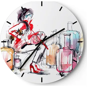 Hodiny Nástěnné hodiny do kuchyně 30x30 Žena Skleněné hodiny do obýváku Loft Tiché