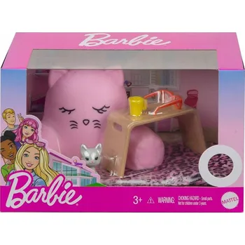 Doplněk pro panenku Barbie Mazlíček koťátko + doplňky do domečku Odpočinek