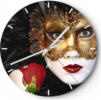 Hodiny Nástěnné hodiny do kuchyně 30x30 Maska Skleněné hodiny do obýváku Loft Tiché