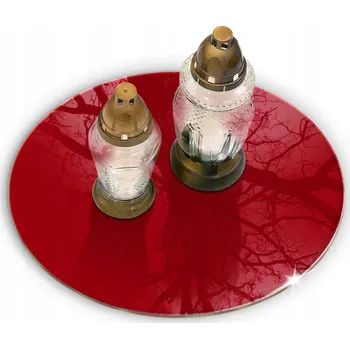 Obraz Tvrzené sklo na hrob, podložka pod svíčky (znicze), červená barva, průměr 30 cm