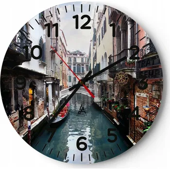 Hodiny Kuchyňské nástěnné hodiny 30x30 Město Moderní skleněné hodiny do obýváku Tiché