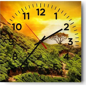 Hodiny Kuchyňské nástěnné hodiny 30x30 Krajina Skleněné hodiny do obýváku Moderní Tiché