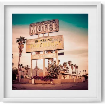 Obraz Dekorace obraz s grafikou v krásném rámu Značka motelu u silnice USA 50x50 cm