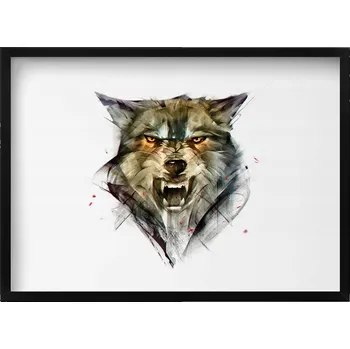 Obraz Dekorativní nástěnný obraz do obýváku kuchyně Kreslený portrét vlka 70x50 cm
