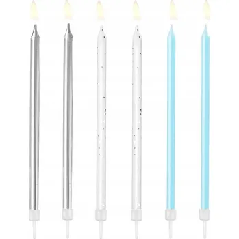 Dortová svíčka Narozeninové svíčky MIX dlouhé 12,5 cm 6 ks