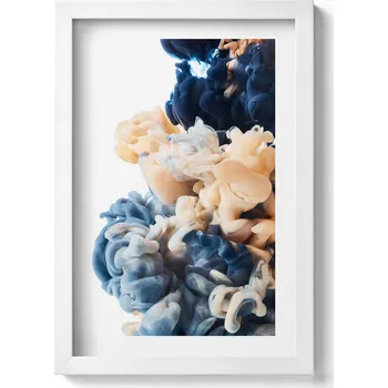 Obraz Dekorativní nástěnný obraz v bílém rámu do obýváku Hustý barevný dým 20x30 cm