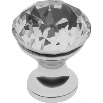 Nábytkové kování Nábytková úchytka CRPB, průměr 20 mm, V=26 mm, ZnAl (slitina zinku a hliníku), chrom, bílý křišťál GTV