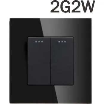 vypínač DVOJITÝ SCHODIŠŤOVÝ VYPÍNAČ SVĚTLA 2G2W SKLENĚNÝ RÁMEČEK FI60 ČERNÝ