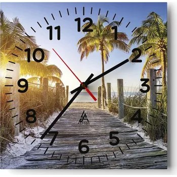 Hodiny Nástěnné hodiny do obýváku 40x40 Krajina Bezhluczne Skleněné hodiny Tiché