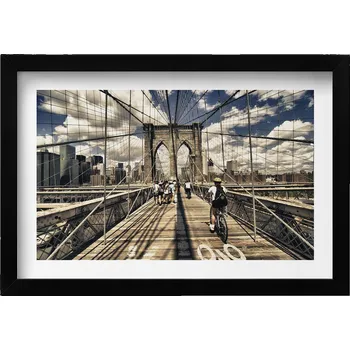 Obraz Stylový obraz v černém rámu Pohled na Brooklynský most, New York 30x20 cm