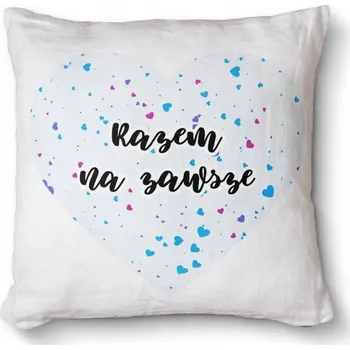 Dekorativní polštářek Dekorační polštář s potiskem 40x40 - Spolu navždy - modré srdce