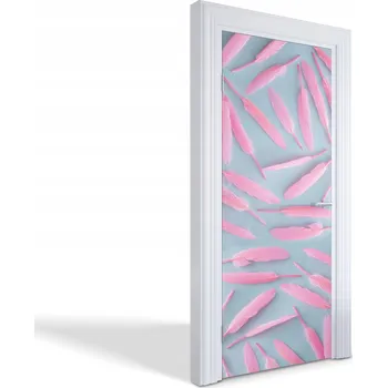 Fototapeta Ozdobná samolepka na dveře do obýváku kuchyně ložnice Růžová pírka 85x205 cm