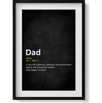 Obraz Obraz s černým rámem a grafikou na zeď Kreativní definice táty 50x70 cm