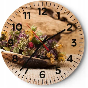 Hodiny Nástěnné hodiny do obýváku 40x40 Natura Kulatý Skleněné hodiny Loft Tiché