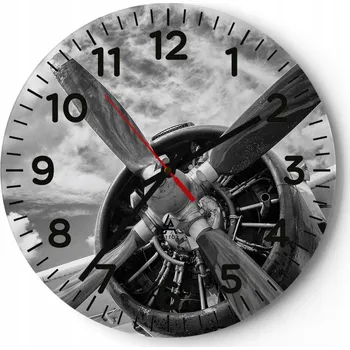 Hodiny Kuchyňské nástěnné hodiny 30x30 Letadlo Moderní skleněné hodiny do obýváku Tiché