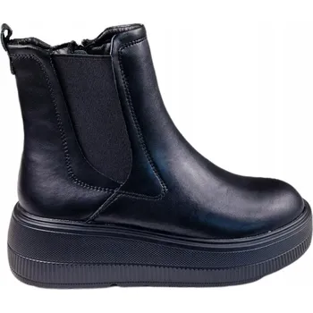 Dámská zimní obuv Kožené Kotníkové Boty na platformě FILIPPO DBT6375/24 BK černé vel. 38