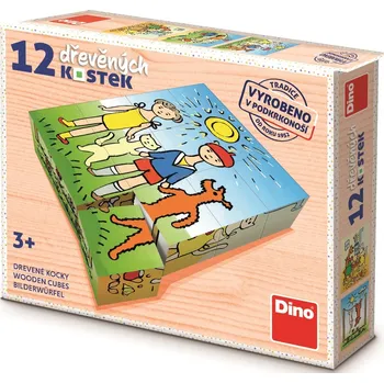 Dřevěná hračka Dřevěné kostky Pejsek a kočička 12 ks