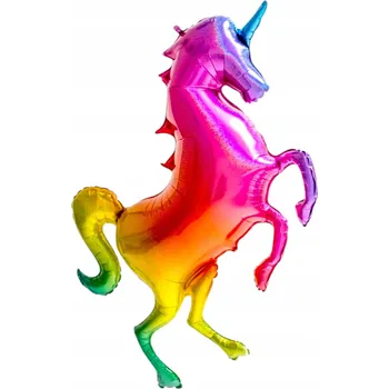 Balónek Obrovský fóliový balónek DUHOVÝ třpytivý Jednorožec 135 cm Unicorn