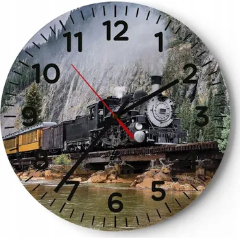 Hodiny Nástěnné hodiny do kuchyně 30x30 Koleje Skleněné hodiny do obýváku Loft Tiché