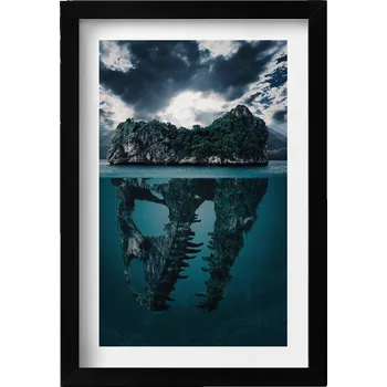 Obraz Moderní nástěnná dekorace Abstraktní ilustrace ostrova-lebky 20x30 cm