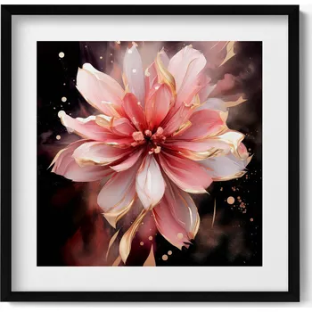 Obraz Dekorativní obraz v černém rámu do obýváku Romantická malovaná květina 50x50 cm
