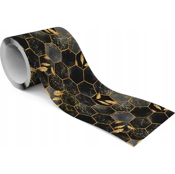 Tapeta Dekorativní Bordura Bordura na Tapety Černý Mramor ŠESTIHRANY Mozaika Glamour