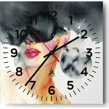 Hodiny Kuchyňské nástěnné hodiny 30x30 Žena Skleněné hodiny do obýváku Moderní Tiché