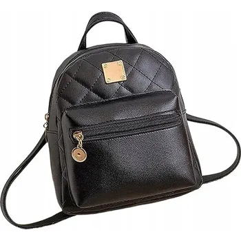 Městský batoh MALÝ BATOH MĚSTSKÝ BATŮŽEK KOŽENÝ DÁMSKÝ DÍVČÍ TAŠKA ČERNÝ