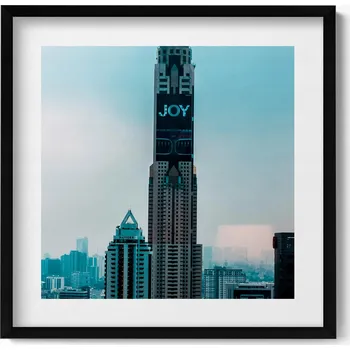 Obraz Nástěnný obraz v černém rámu s grafikou Baiyoke Tower v Thajsku 50x50 cm