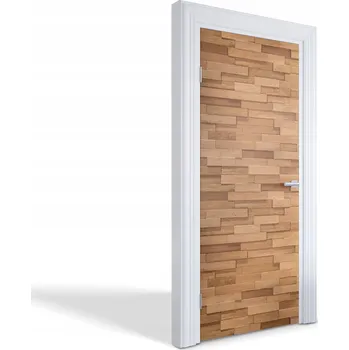 Fototapeta Dekorativní samolepka maskující na dveře, skříň, nábytek - Dřevěná mozaika 85x205 cm