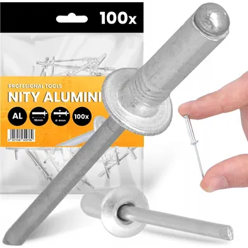 Nýt 100x TRHACÍ NÝTY 4x18 mm HLINÍKOVÉ Ocelové Pozinkované NEREZOVÉ Nýt