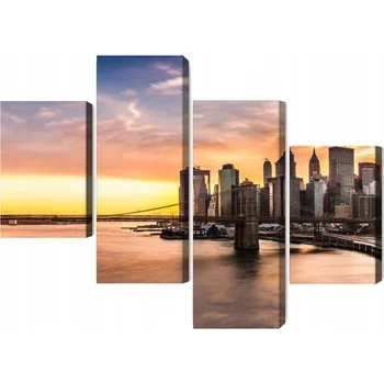 Obraz Vícedílný obraz Panorama Brooklynského mostu při západu slunce 120x70 cm