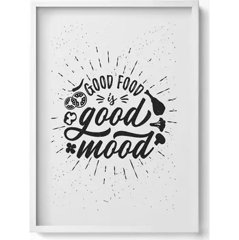 Obraz Elegantní obraz do obýváku Good food is good mood - nápis do kuchyně 50x70 cm