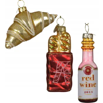 Vánoční dekorace Skleněné vánoční ozdoby Vánoční Baňky Tvarované Francouzské pochoutky sada 3ks