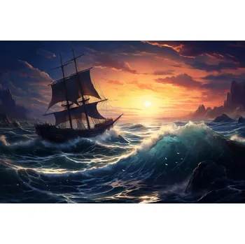 Plakát Plakát Rozbouřené vlny oceánské plavby bez rámu 91,5 x 61 cm